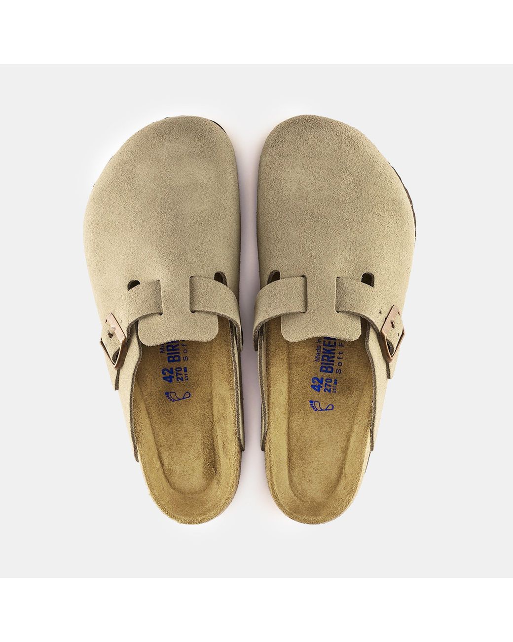Birkenstock Natural Boston Suede Flat Sandals