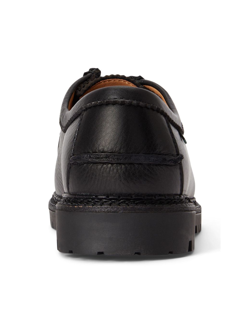 Polo Ralph Lauren Black Jett Apron Leather Moc-Toe Shoes for men