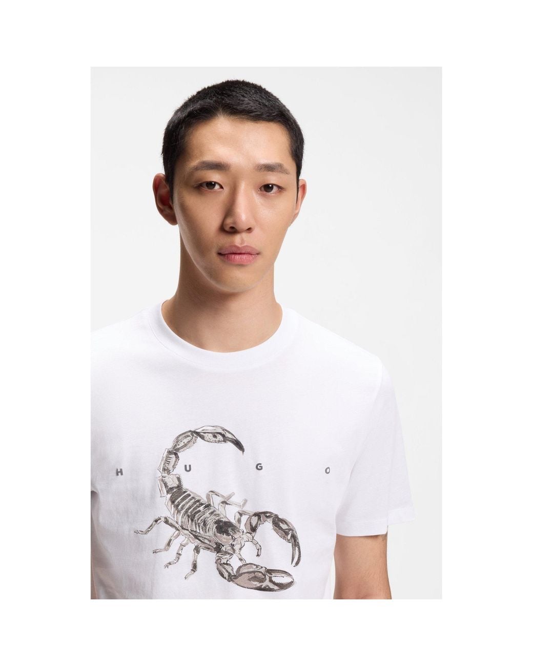 HUGO White Cotton-Jersey T-Shirt With Spaced-Out Logo for men