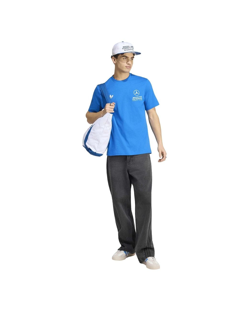 Adidas Originals Blue Mercedes-Amg Petronas F1 Team Cotton T-Shirt for men