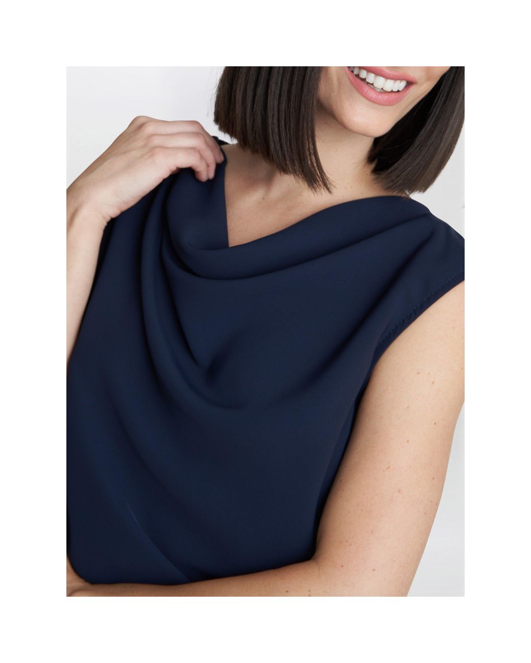 Gina Bacconi Blue Anaya Crepe Jumpsuit