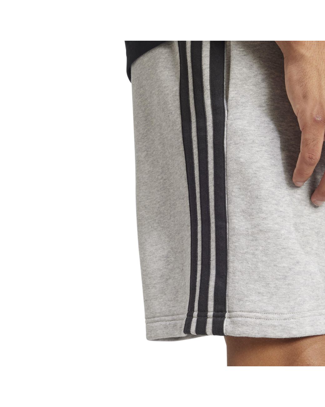 Adidas Gray Essentials 3 Stripe Fleece Shorts for men
