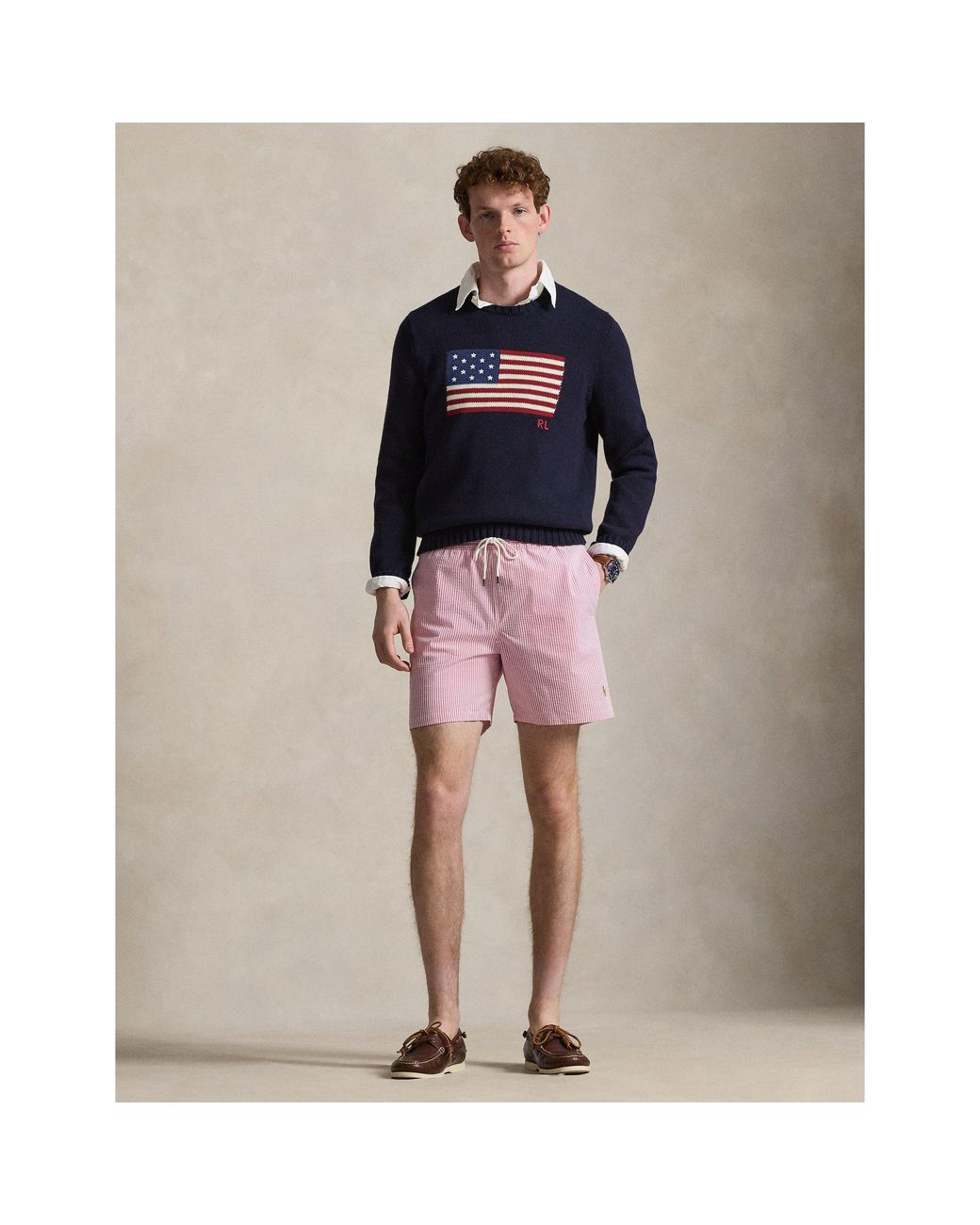 Polo Ralph Lauren Pink Seersucker Traveller Swim Shorts for men