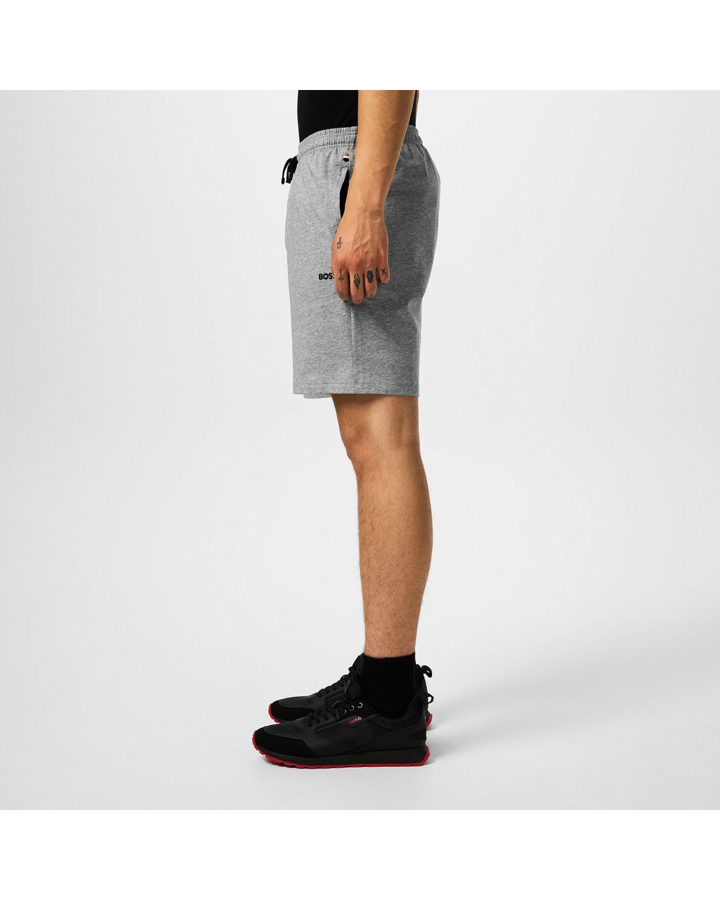 Boss Gray Bodywear Drawstring Shorts With Logo Detail (Mix & Match) for men