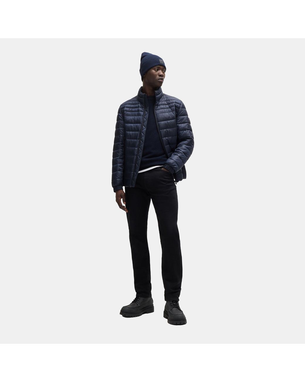 Boss Blue Oden Water-Repellent Padded Short Puffer Jacket for men