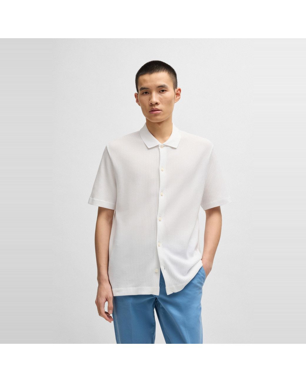 Boss Gray C-Palladio 120 Cotton Short Sleeve Polo Shirt for men