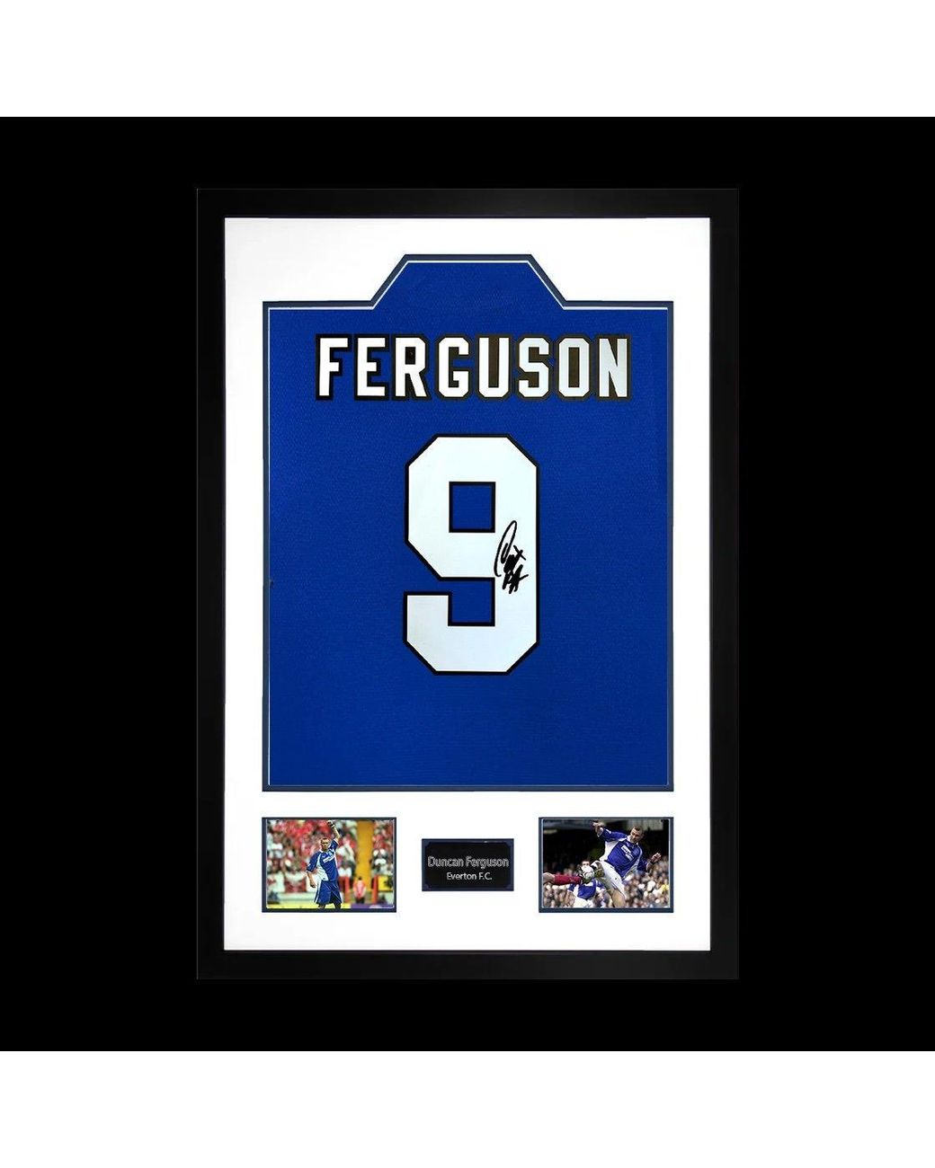 The Fan Cave Blue Duncan Ferguson Signed Everton Shirt Premium Frame