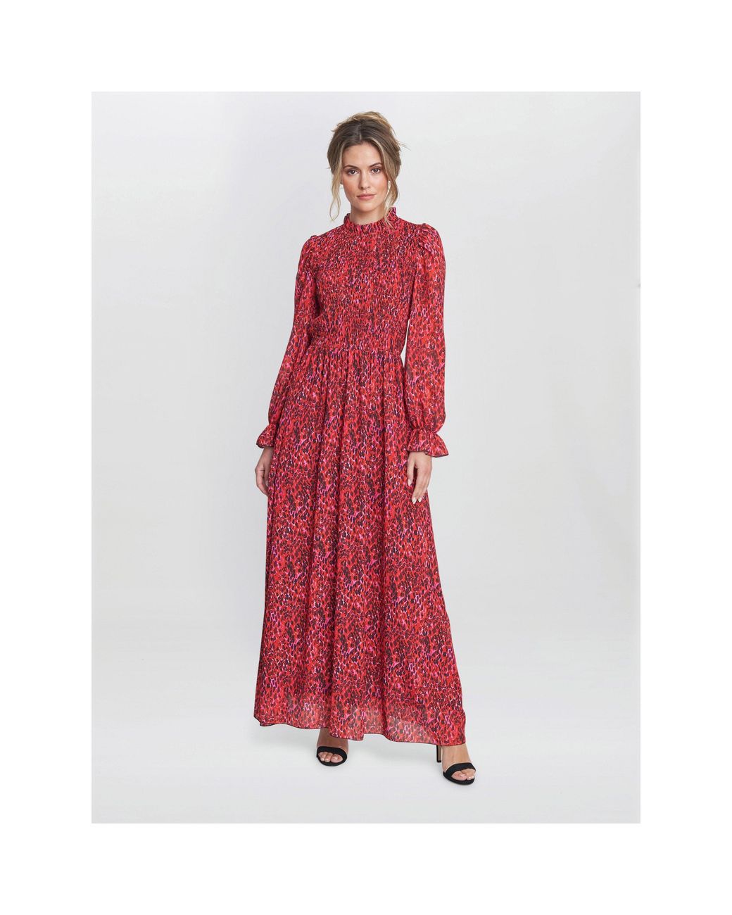 Gina Bacconi Thea Sheered Long Sleeve Dress
