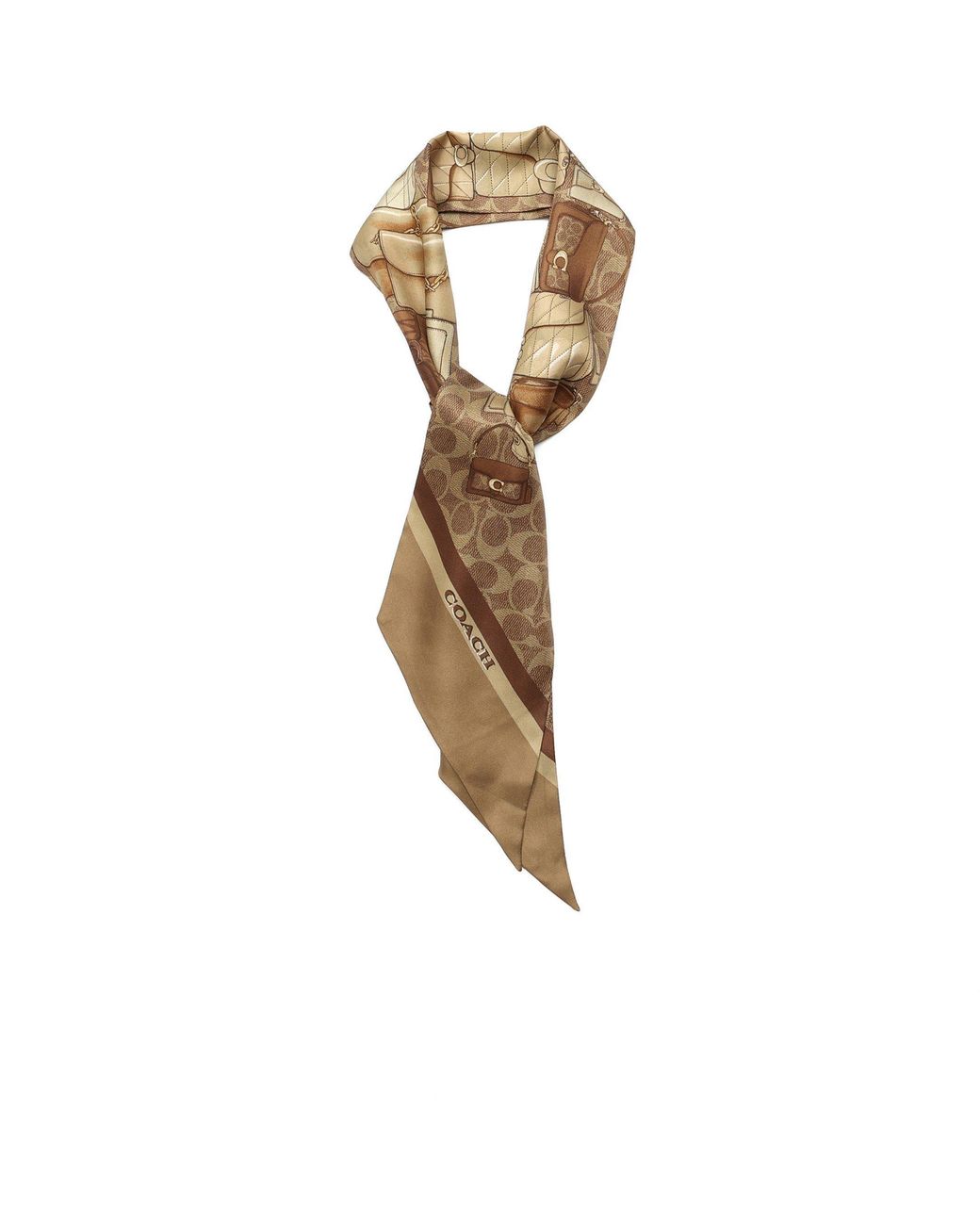 COACH Metallic Stacked Tabby Printed Wide Silk Skinny
