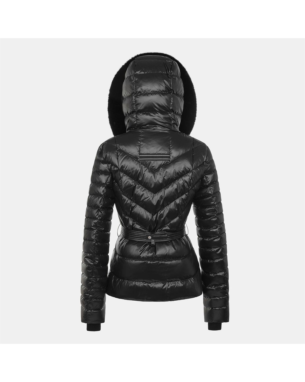 ARCTIC ARMY Black Aurora Belted Hooded Long Sleeve Short Puffer Jacket