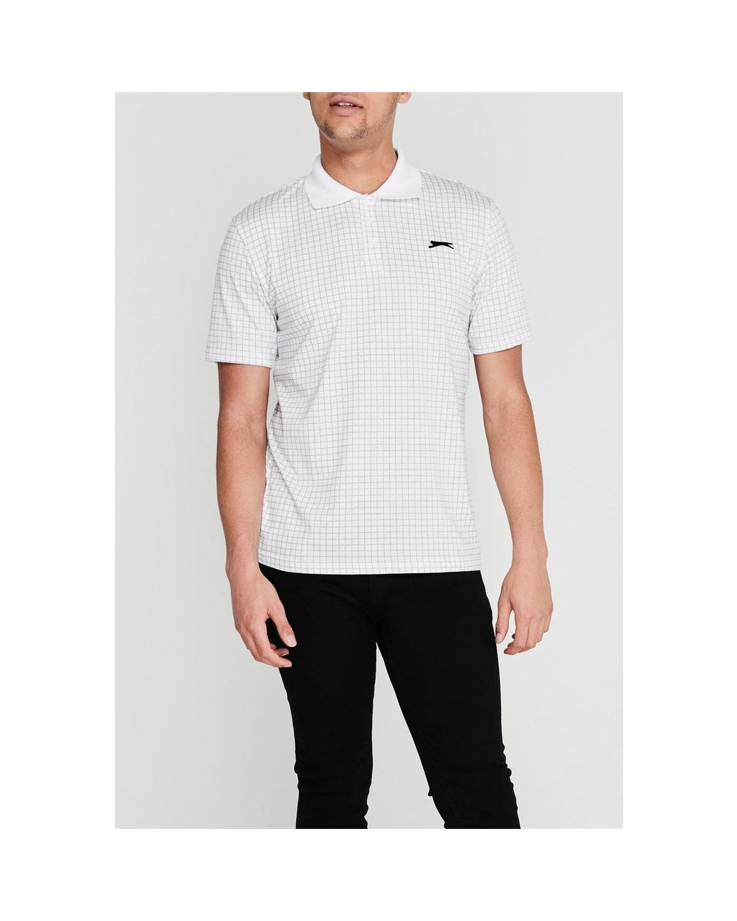 Slazenger 1881 White Check Golf Polo for men