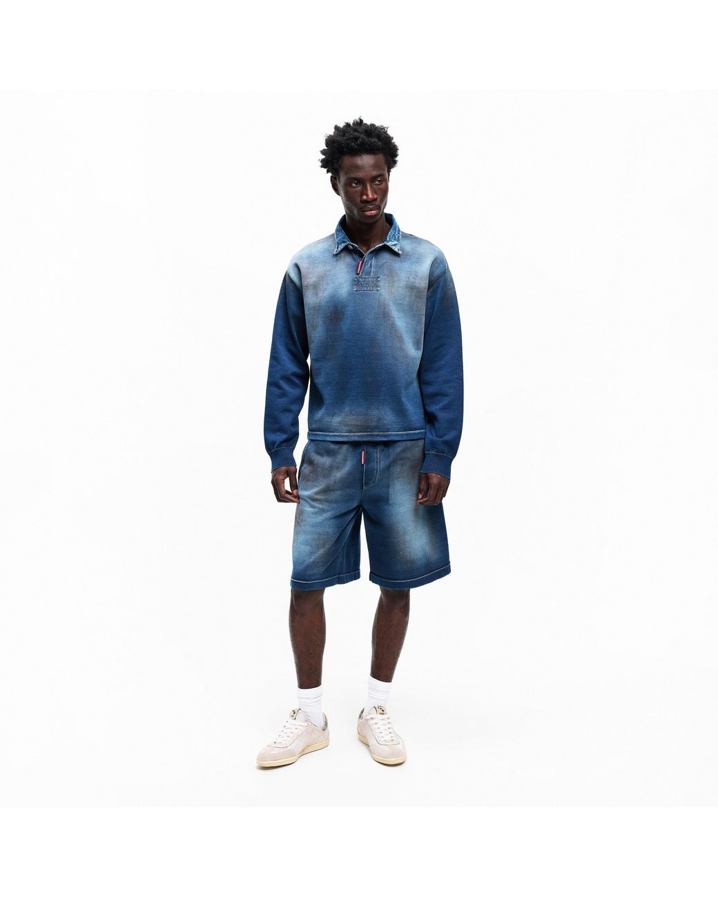 DSquared² Blue Dsq Denim Long Sleeve Polo Shirt for men
