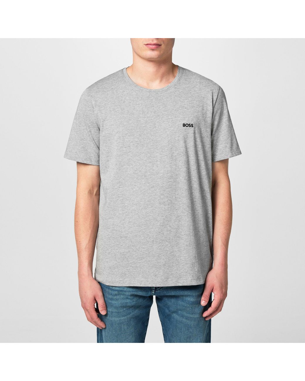 Boss Gray Bodywear Mix & Match Premium Cotton T-Shirt With Logo Detail for men
