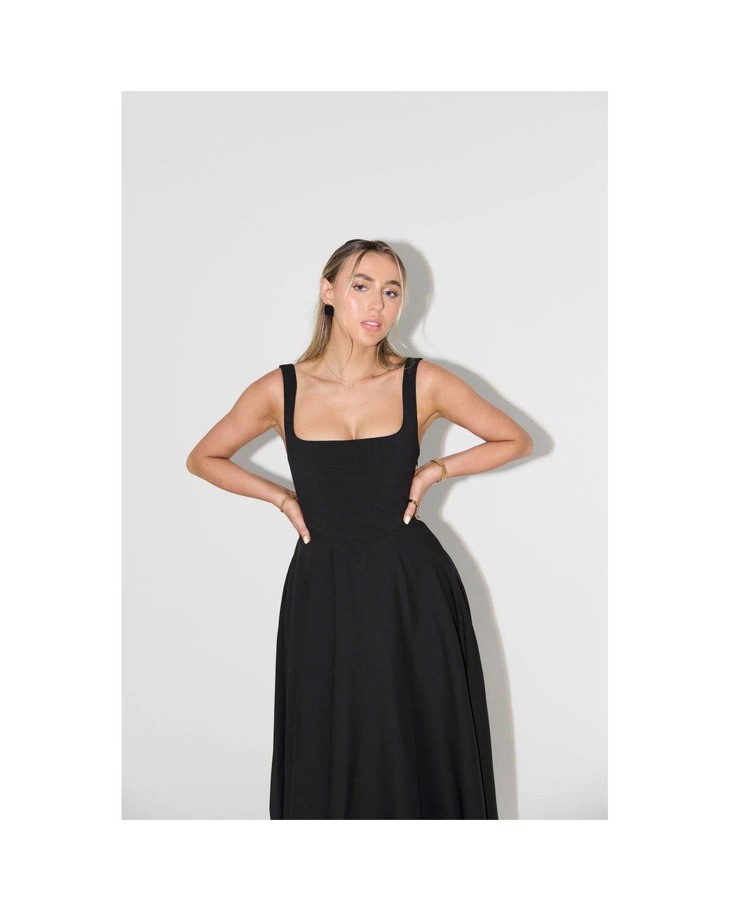 Odd Muse Blue The Ultimate Muse High Waist Square Neck Midi Dress