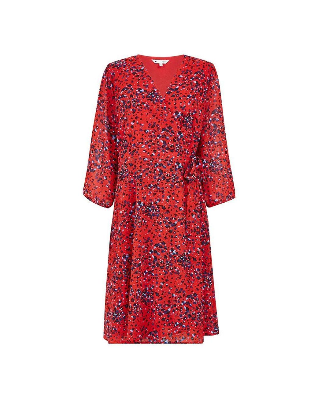 Yumi' Red Animal Print Wrap Dress