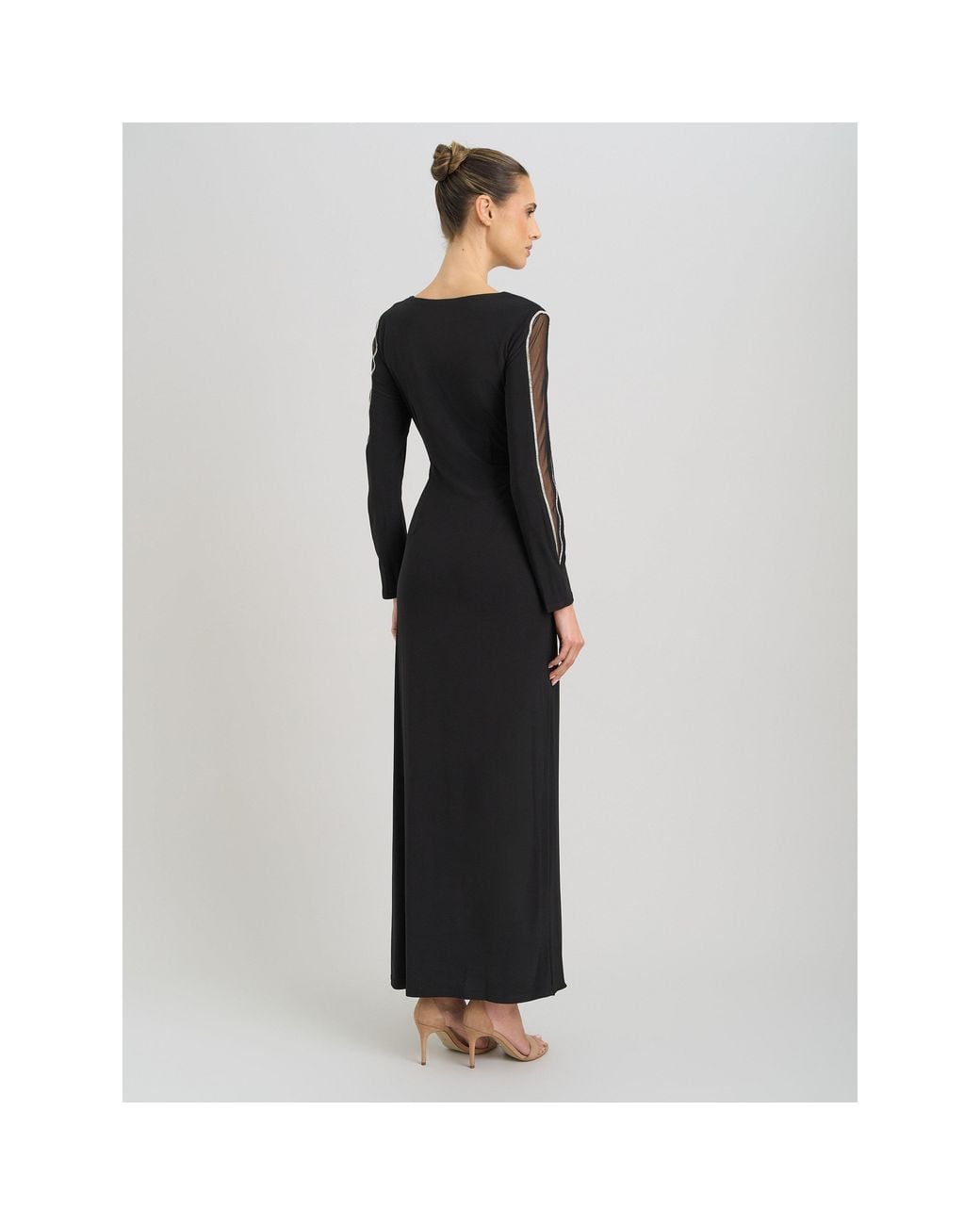 Gina Bacconi Black Stefanie Long Sleeve Maxi Dress