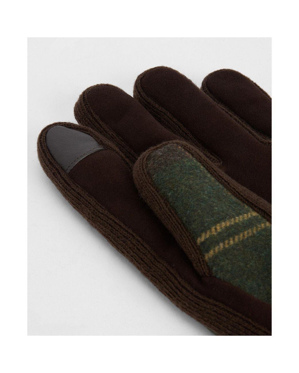 Barbour Black Hackney Suede & Wool Tartan Gloves for men