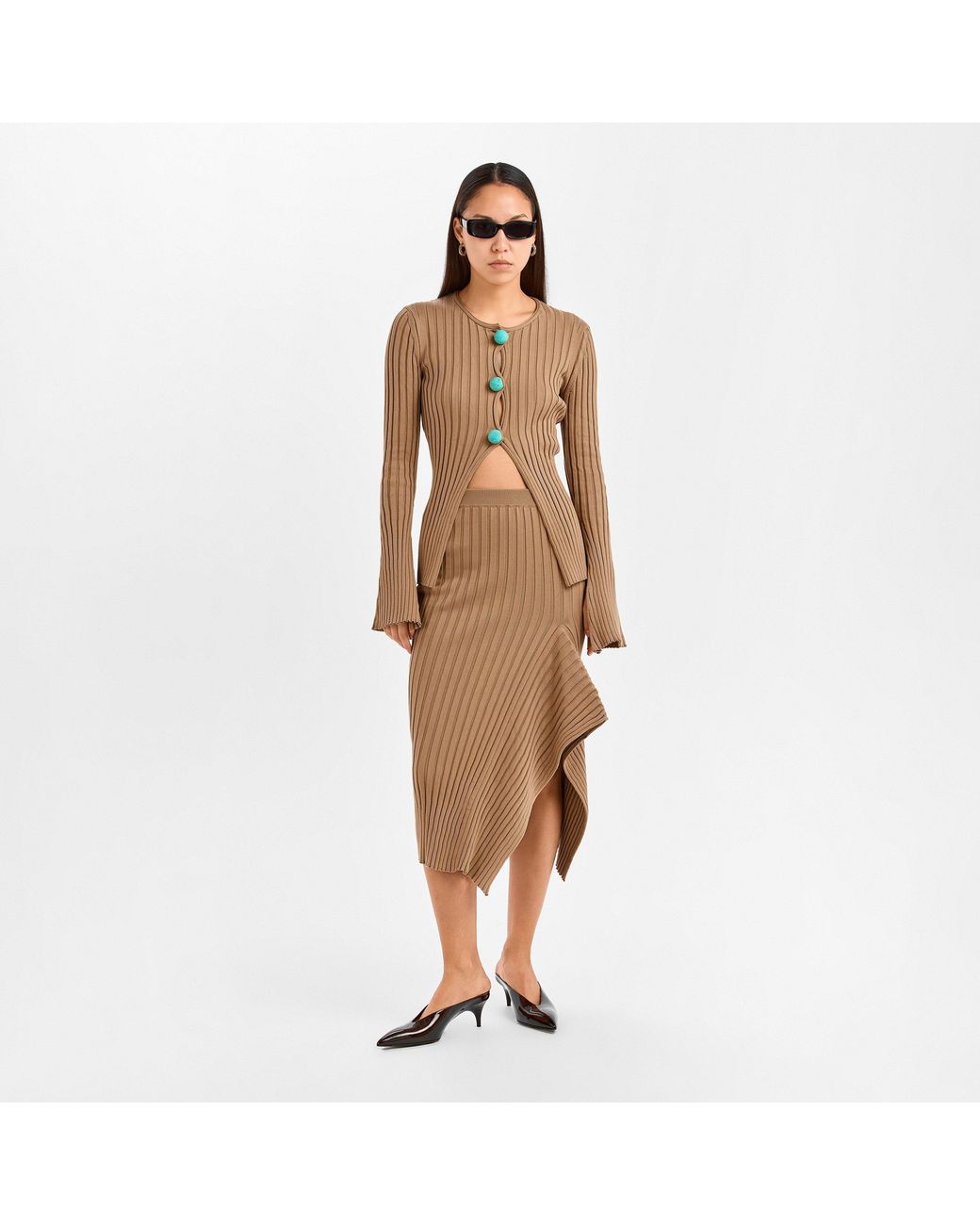 Stella McCartney Brown Ribbed Midi Skirt