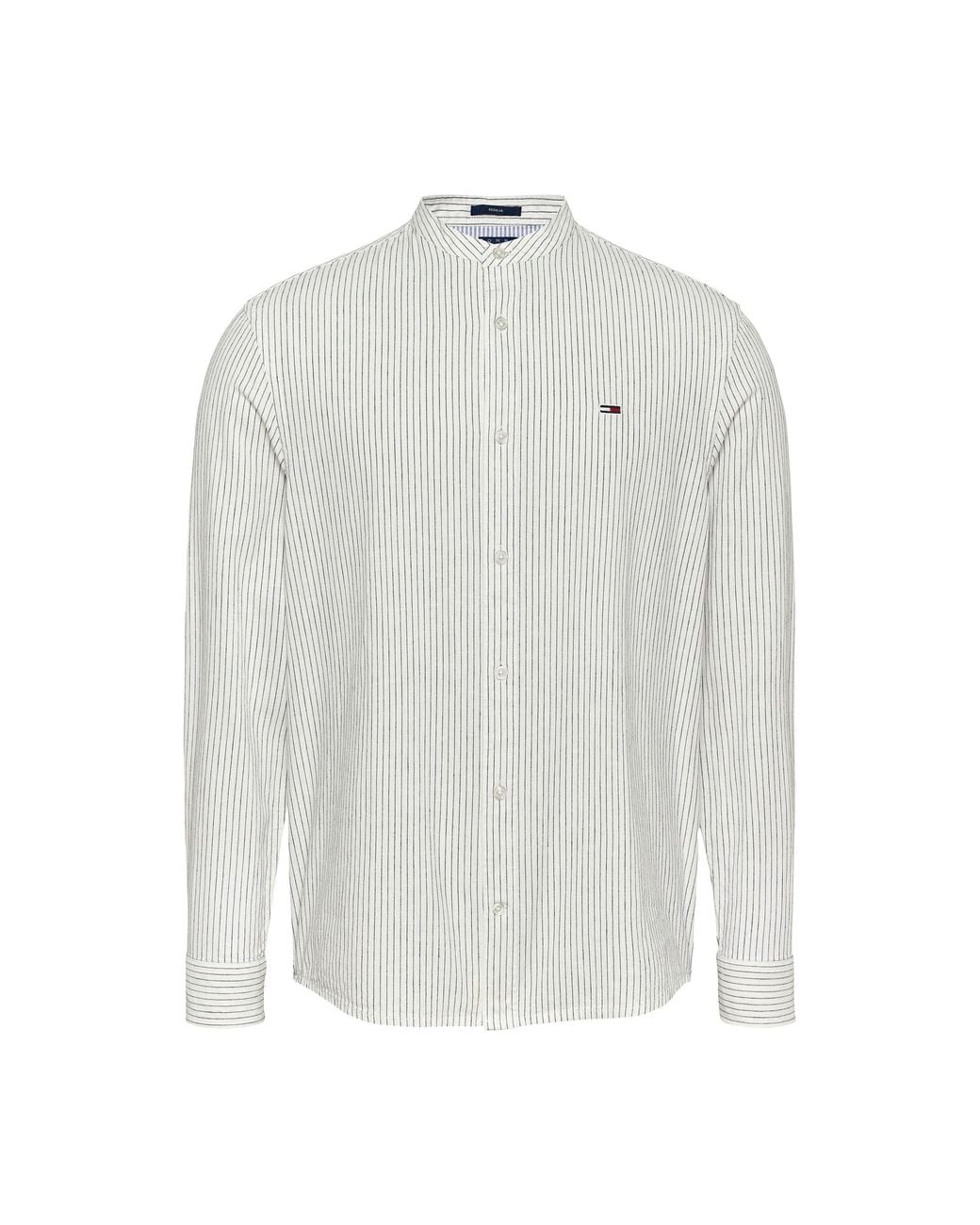 Tommy Hilfiger White Tj Linen Long-Sleeve Patterned Shirt for men