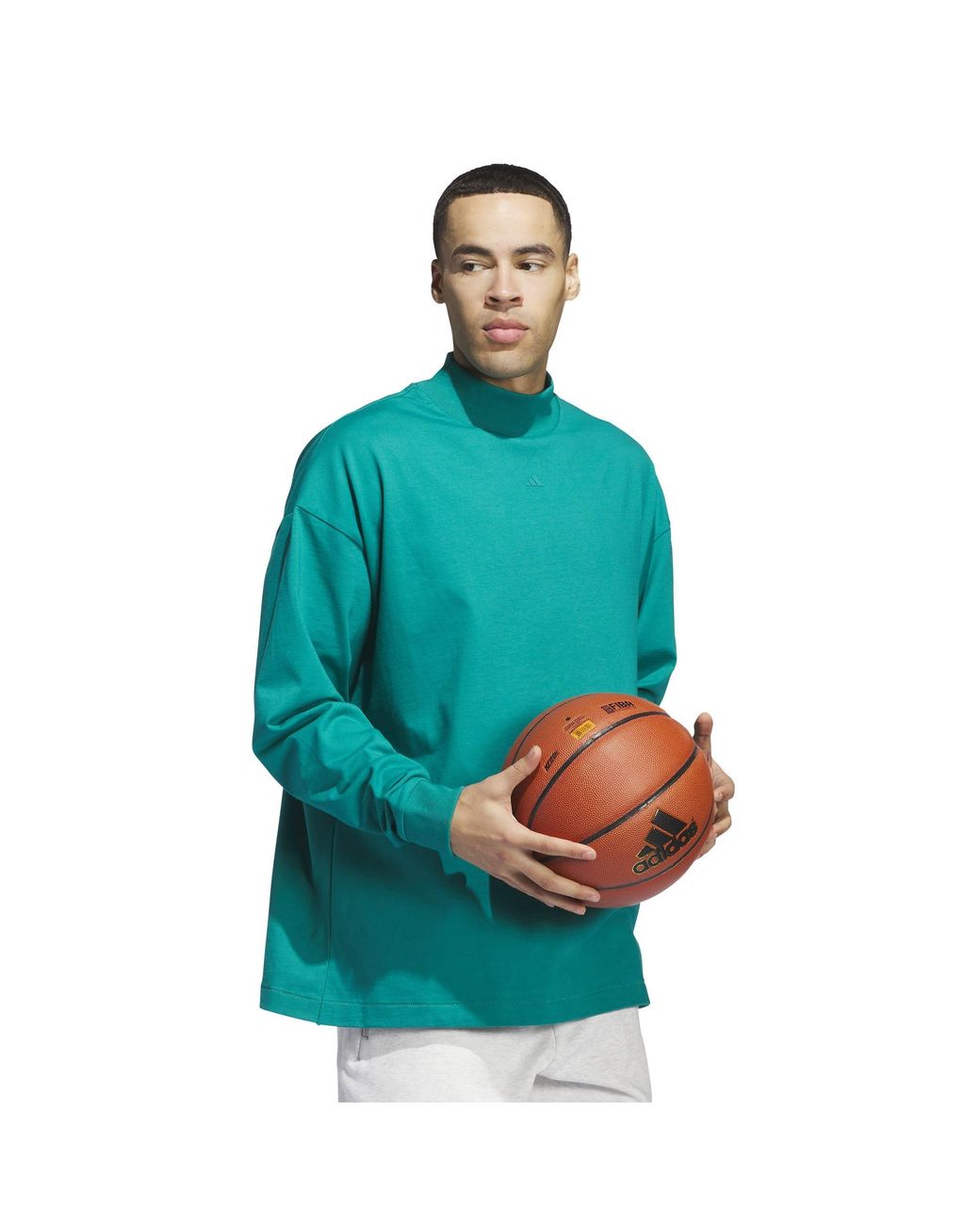 Adidas Blue Basketball Long Sleeve Tee T-Shirt for men