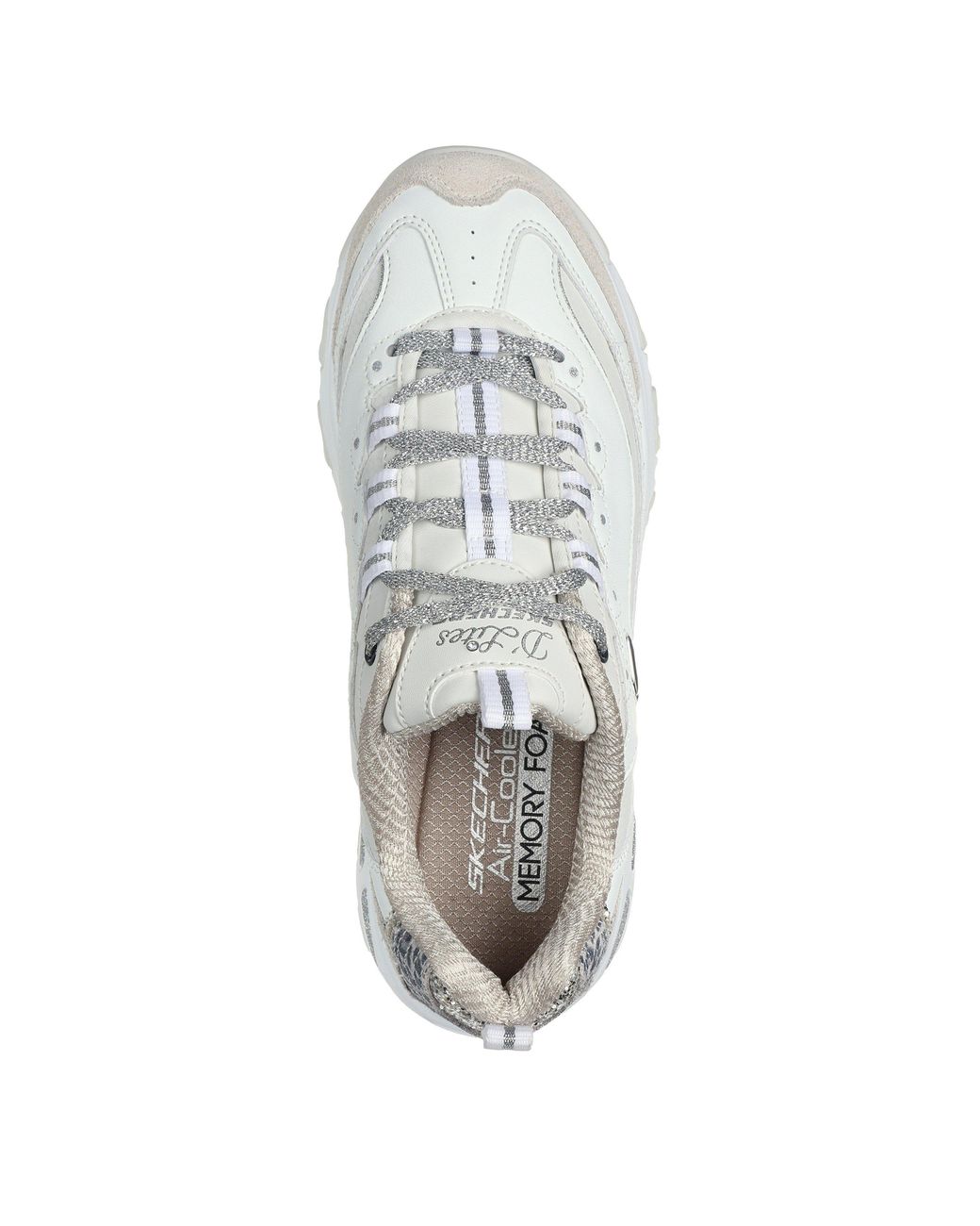 Skechers White Dlite Chic Low-Top Trainers