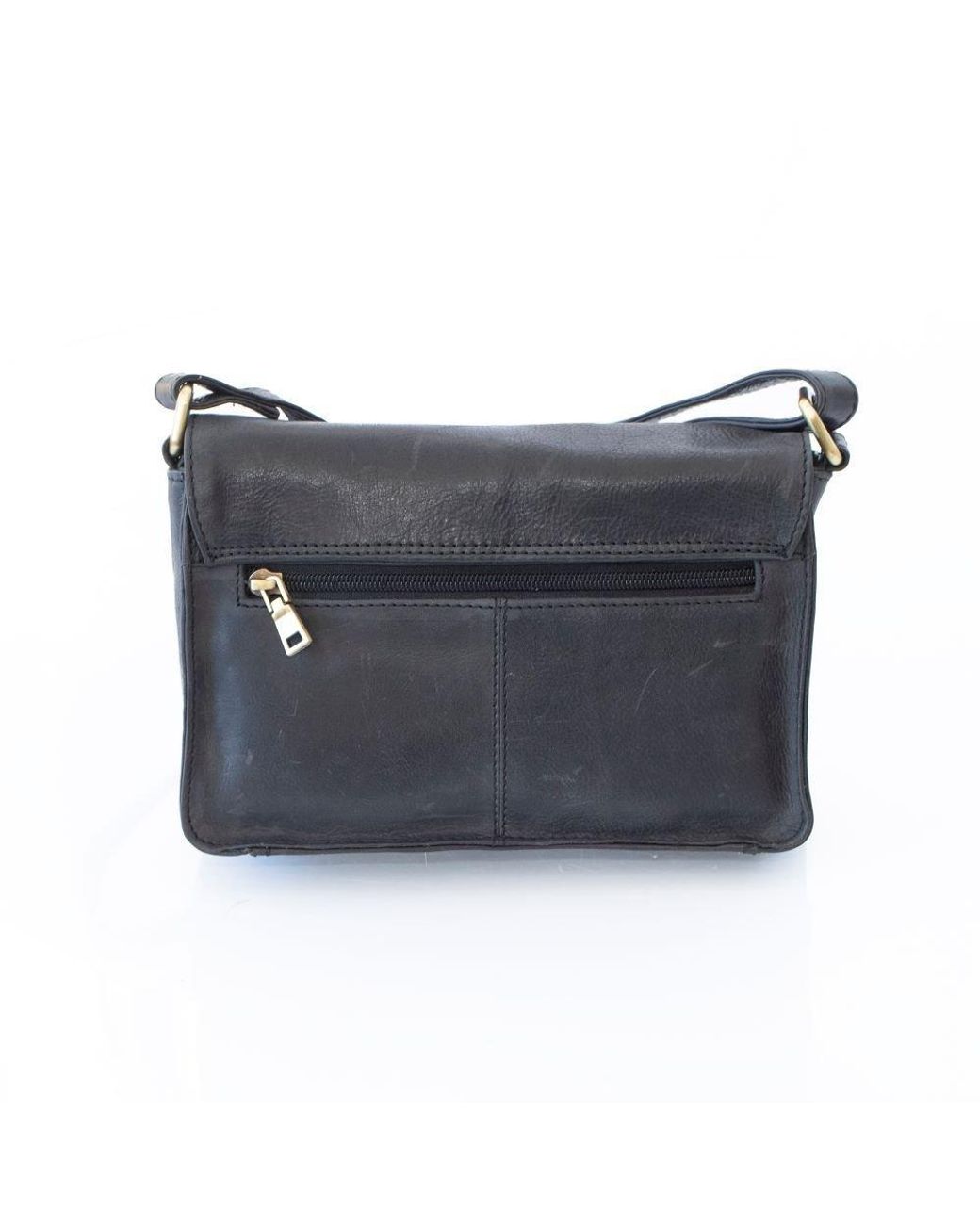 PRIMEHIDE Leather Black Columbia Ladies Medium Flapover Handbag