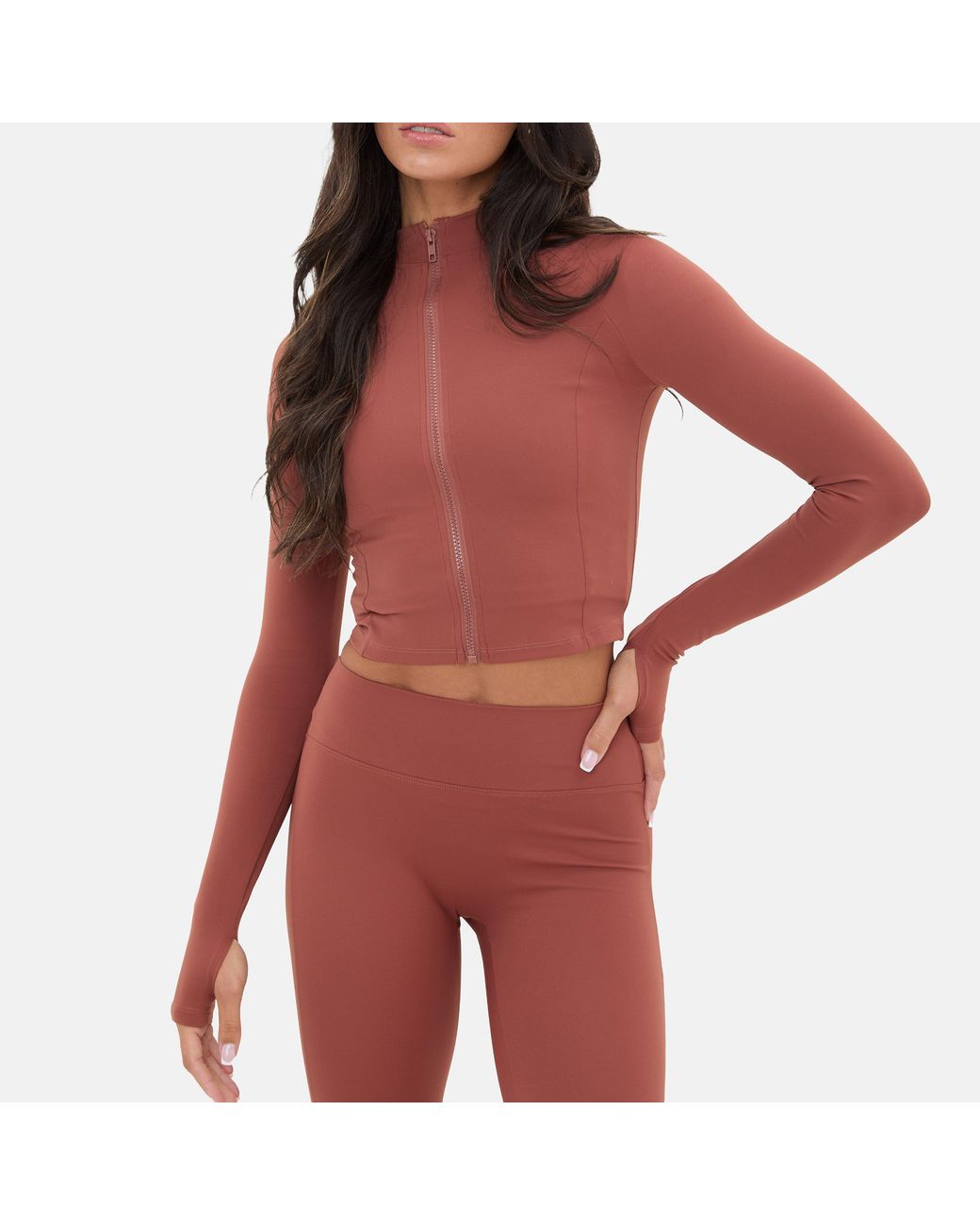 I Saw It First Red Zip Thru Long Sleeve Top