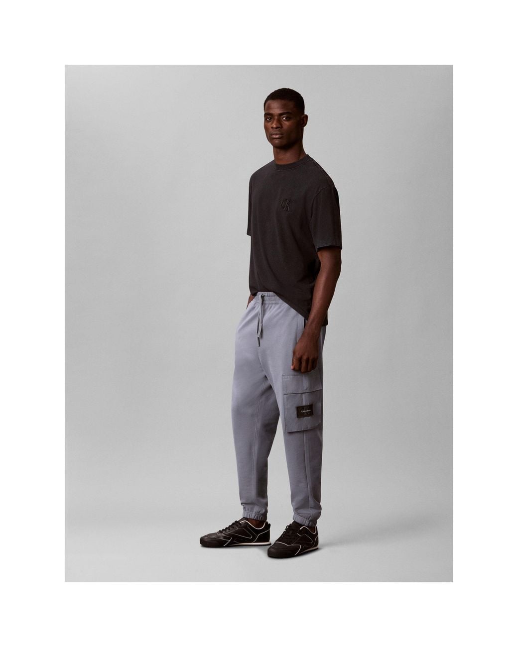 Calvin Klein Gray Badge Cotton Joggers for men
