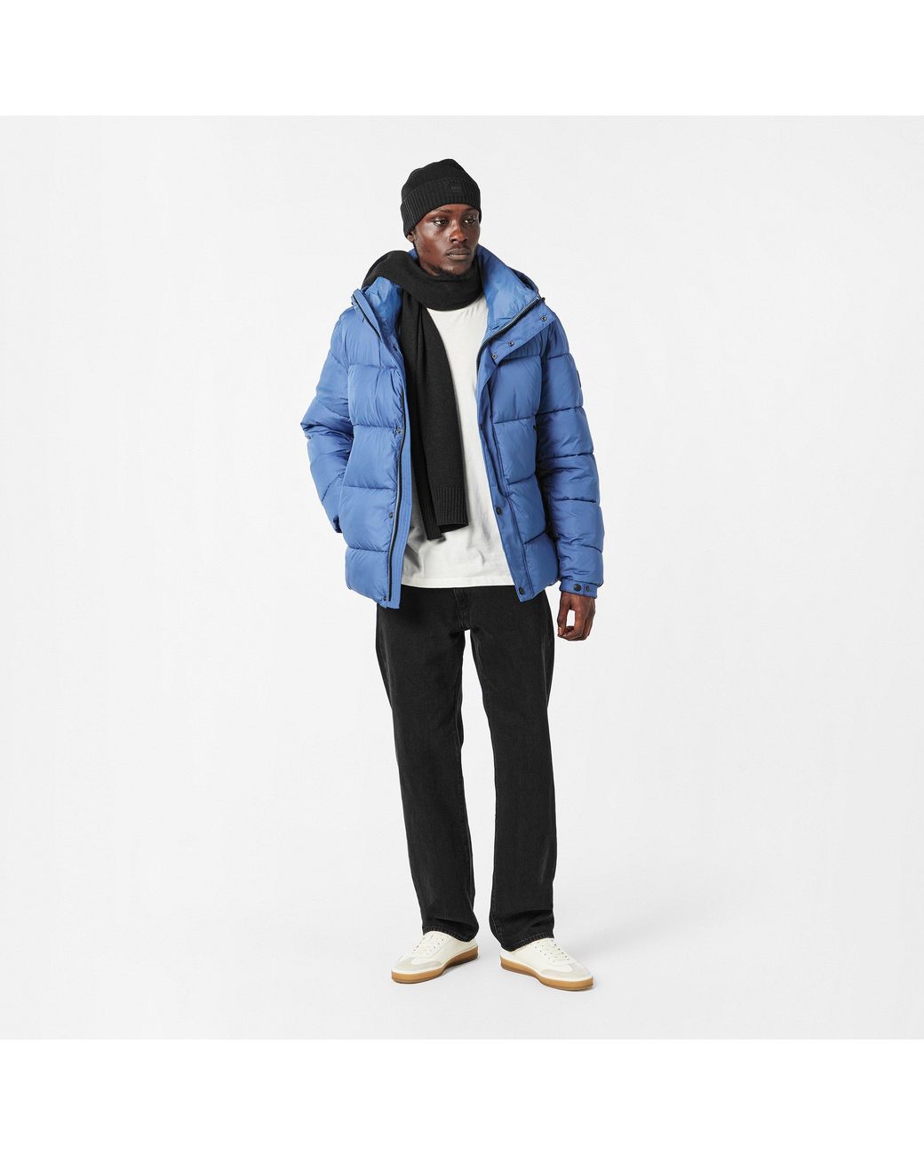 Boss Black Rib Knitted Scarf With Patch Logo Detail (Akaio) for men
