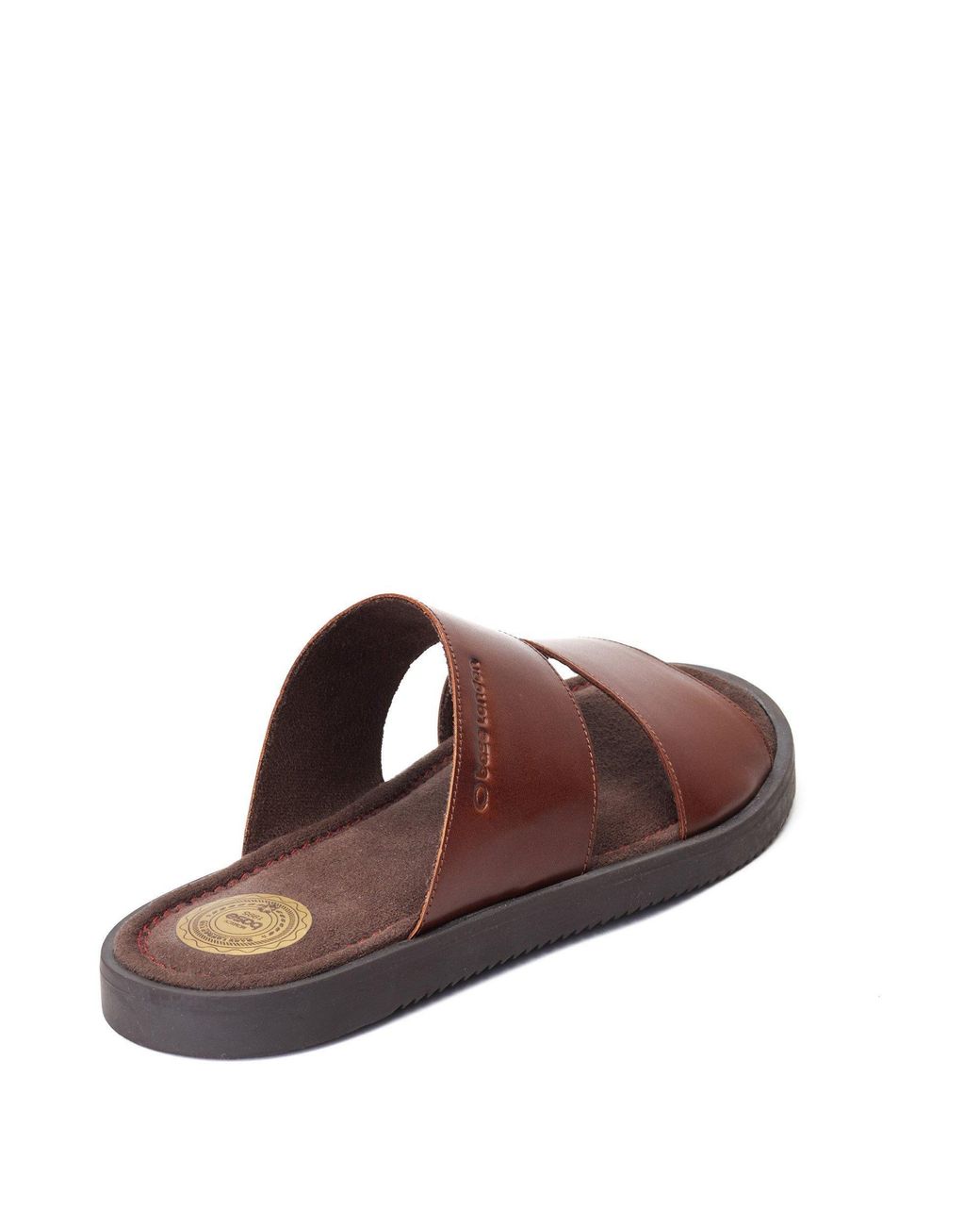 Base London Brown Maven Leather Slider for men