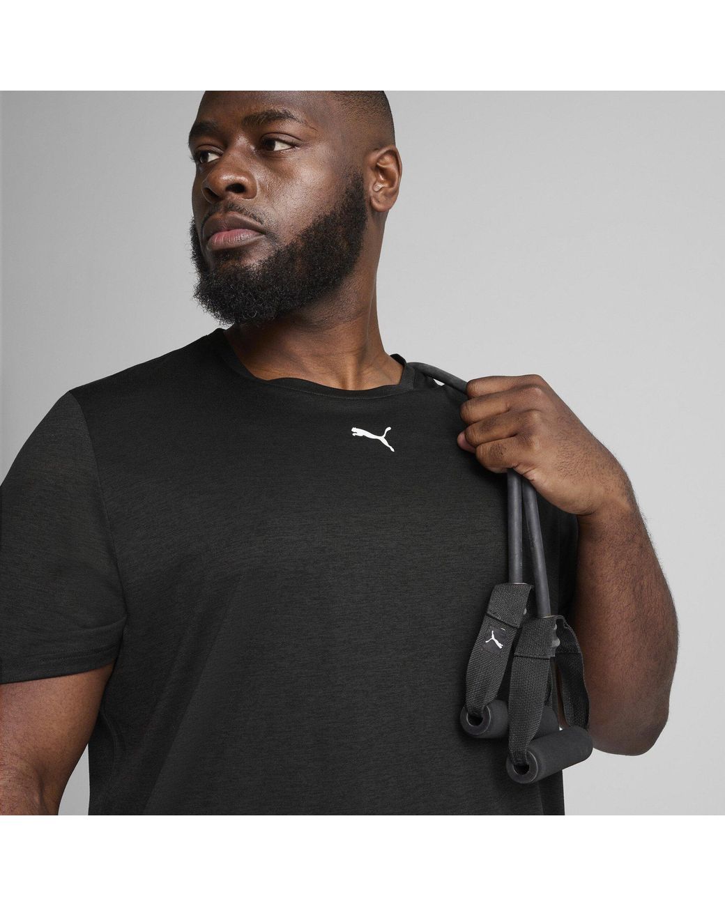 PUMA Black Tad Short Sleeve Performance Gym Top for men