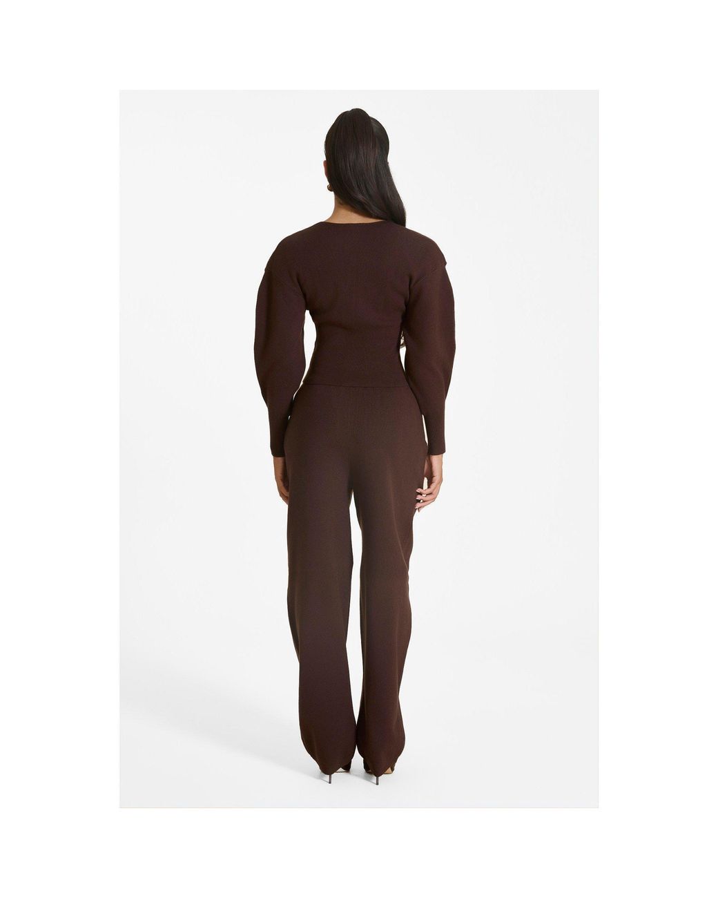 Mars the Label Brown Button-Up Ribbed Knit Joggers