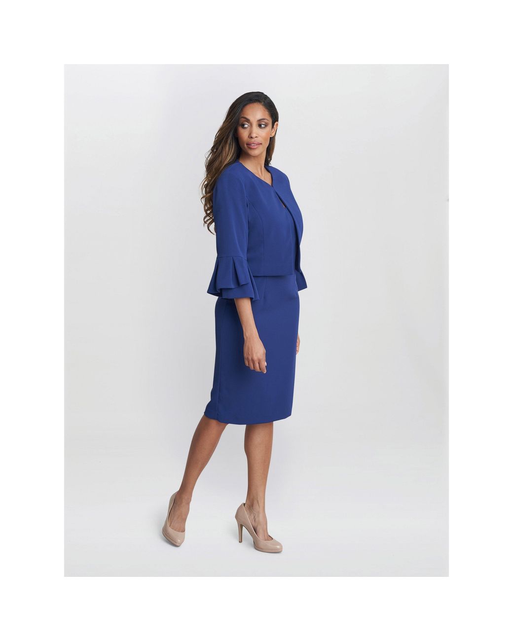 Gina Bacconi Blue Melissa Crepe Dress And Jacket