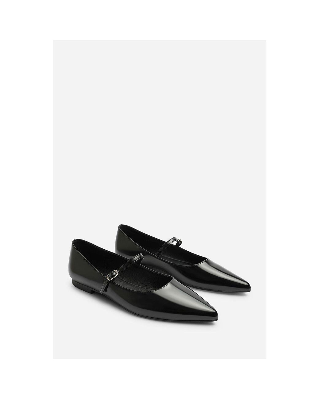 Where's That From Black Pointed-Toe Mary Jane Ballet Pumps