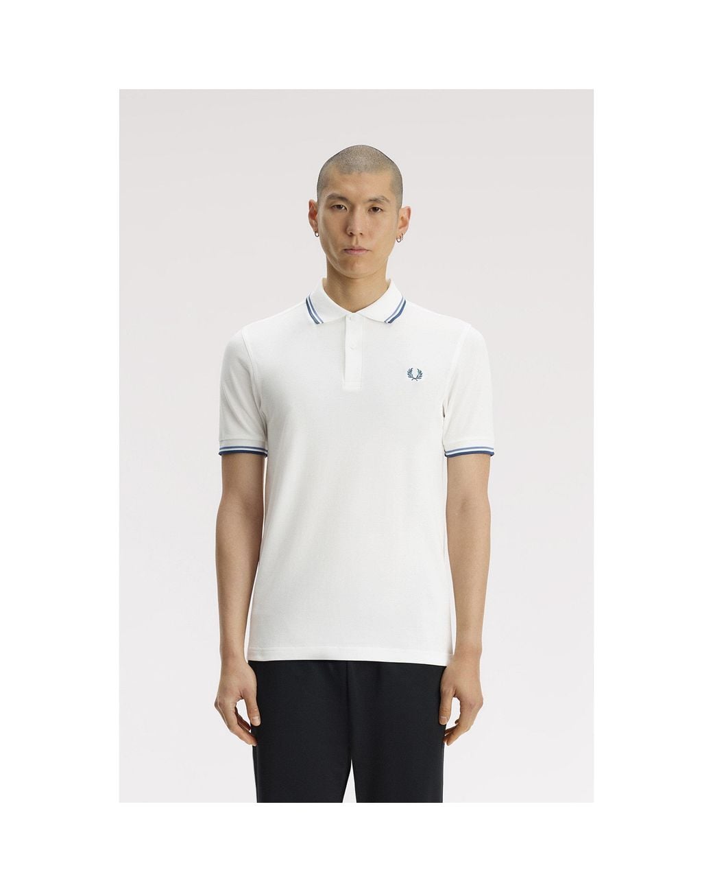 Fred Perry White Short Sleeve Twin Tipped Polo Shirt for men