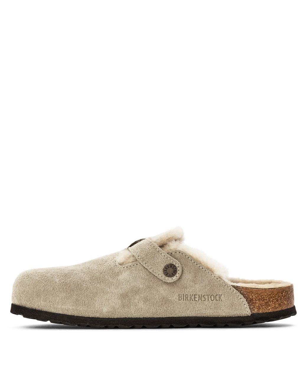 Birkenstock Natural Boston Shearling Suede Clogs