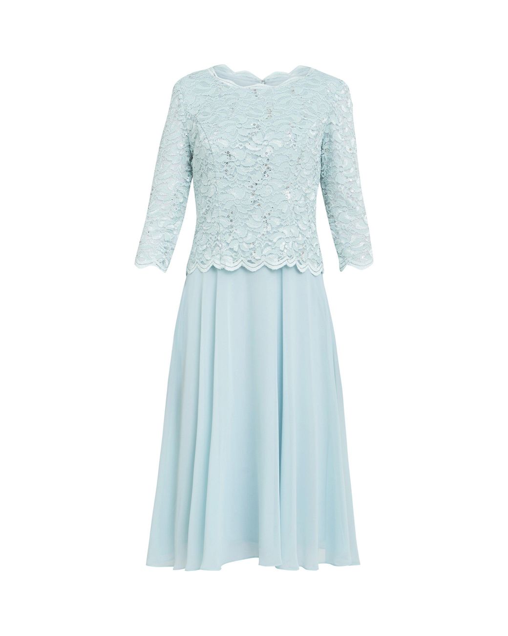Gina Bacconi Blue Rona Midi Dress With Bodice And Skirt