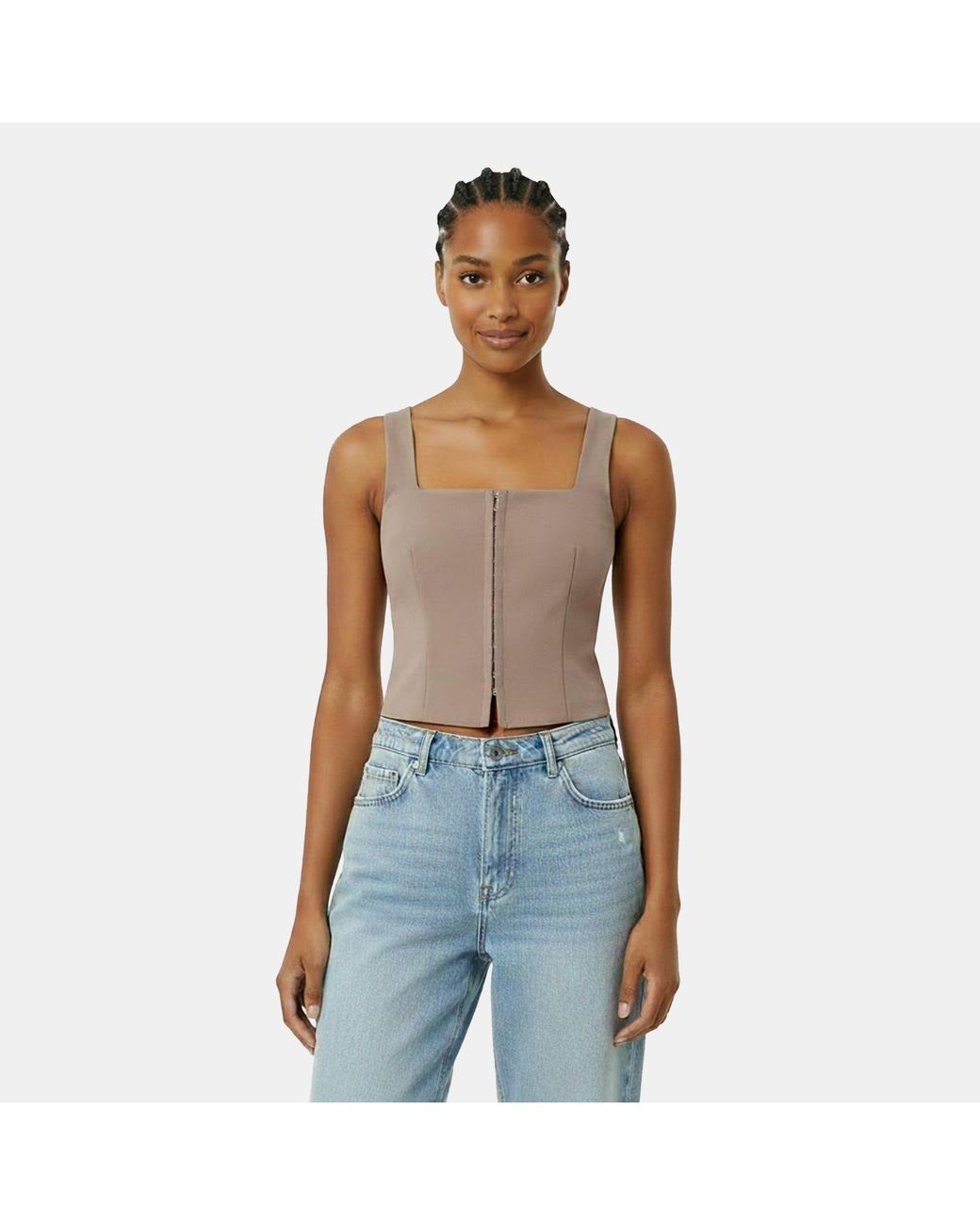 Jack Wills Brown Pinstripe Corset Top
