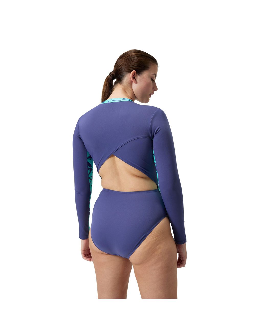 Speedo Blue Long-Sleeve One-Piece Swimsuit