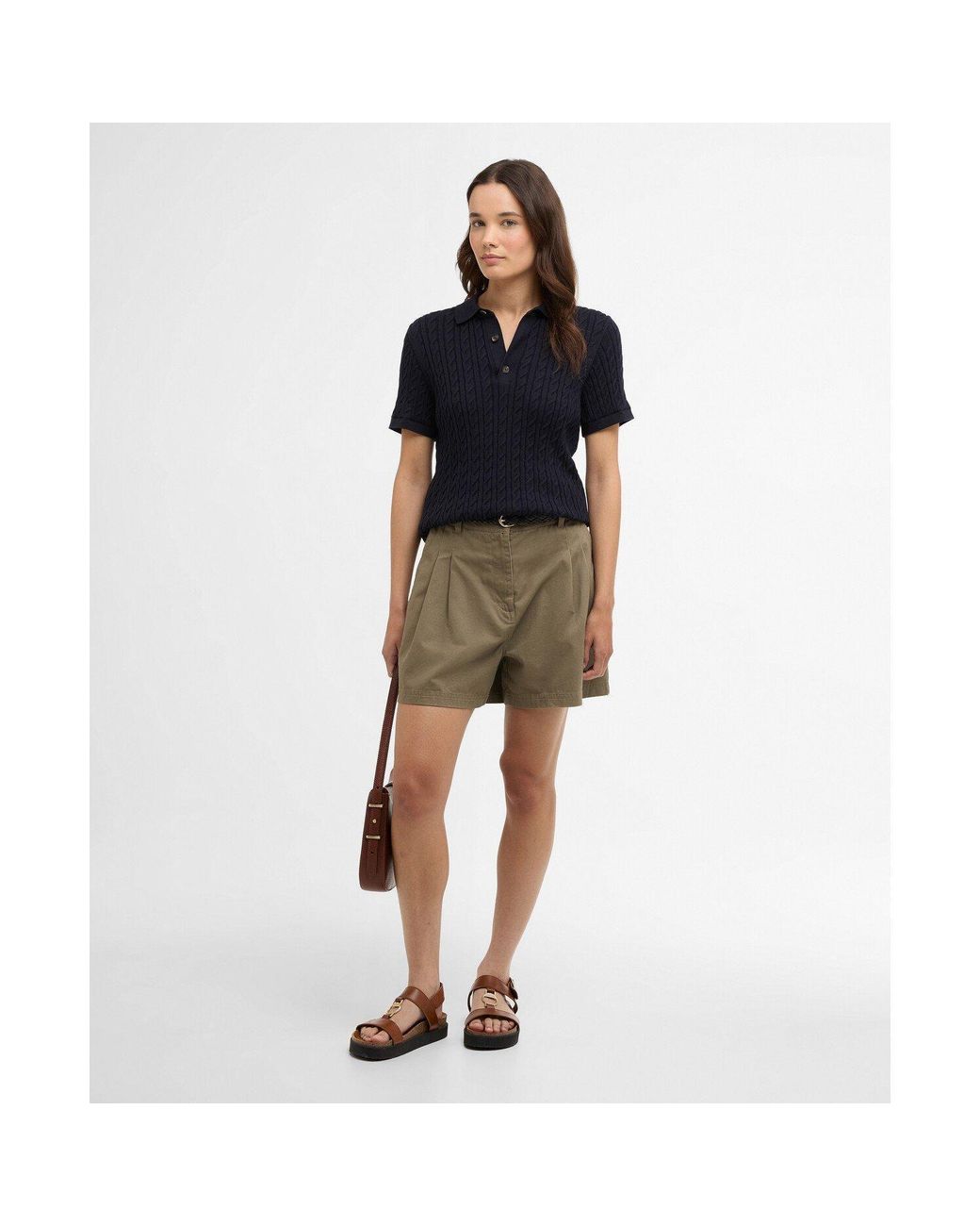 Barbour Blue Hartland Short Sleeve Polo Neck Jumper