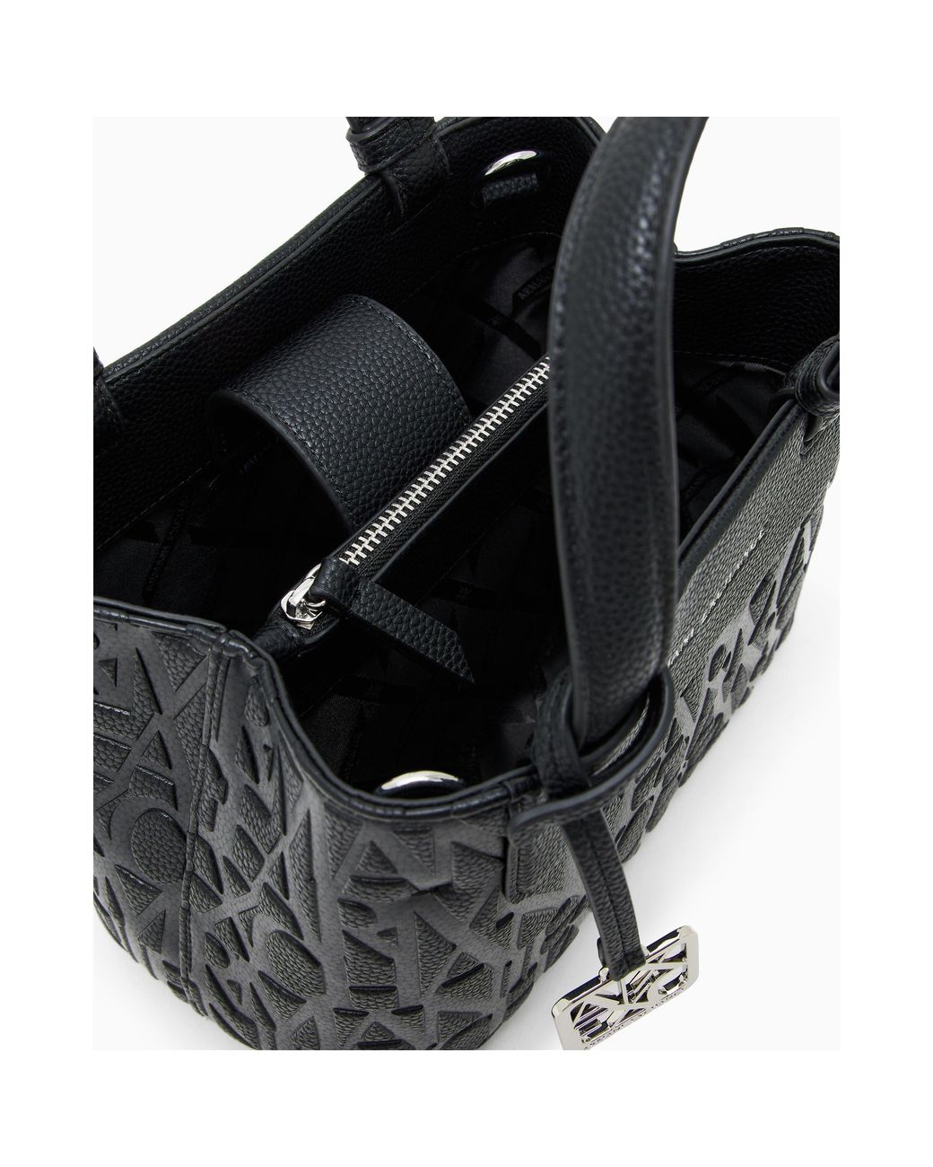 ARMANI EXCHANGE Black Liz Small Faux Leather Tote Bag