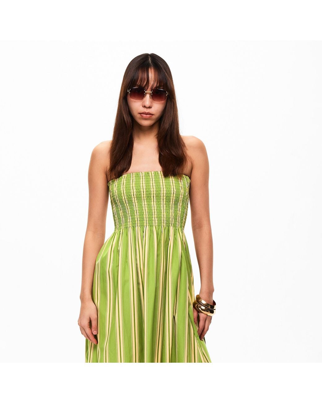 Faithfull The Brand Yellow Jamie Midi A Line Dress