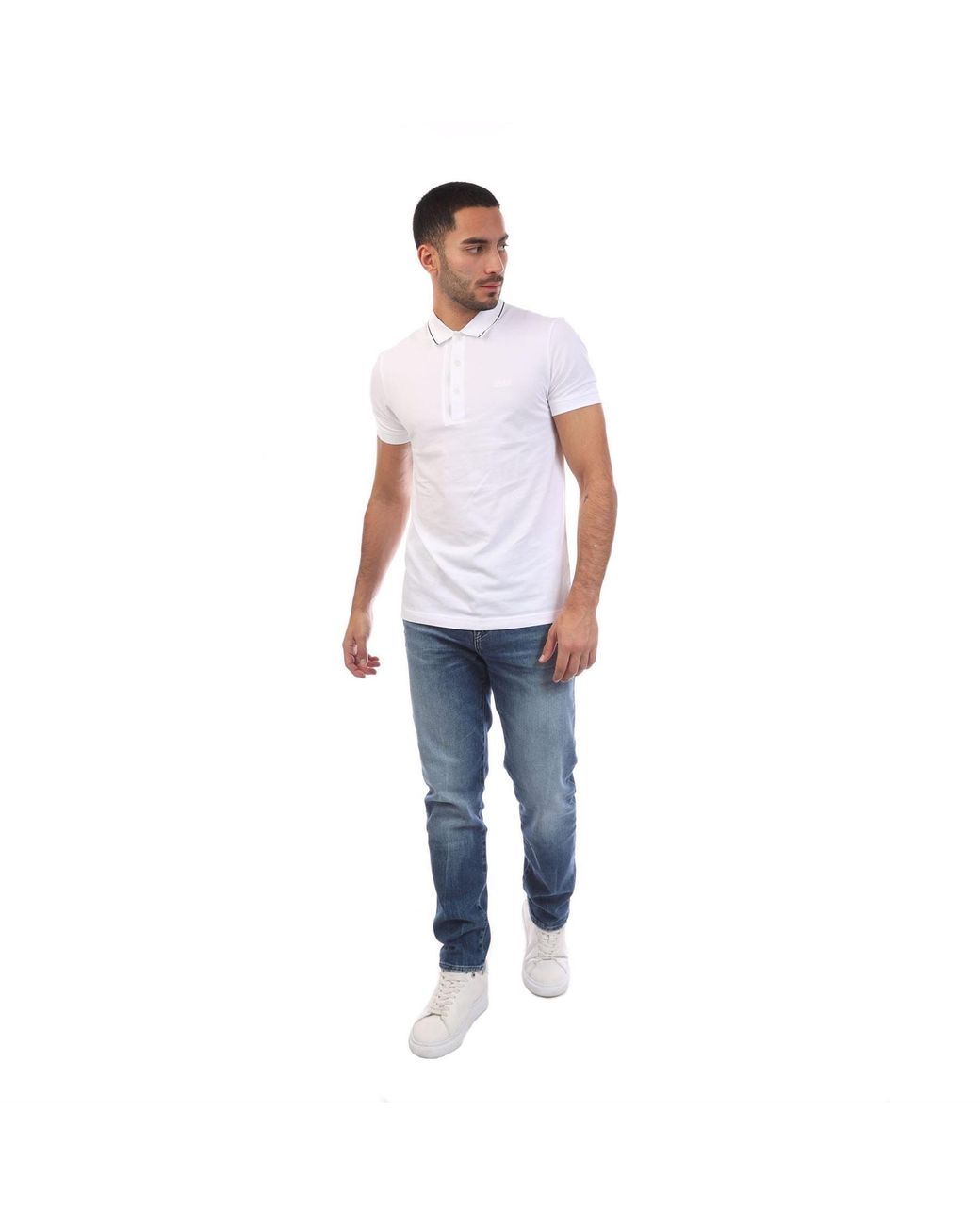 Boss White Paule 4 Slim Fit Polo Shirt With Tonal Logo for men
