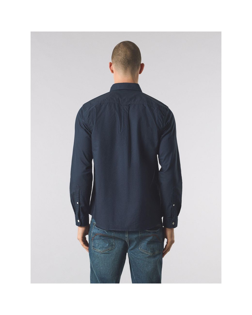 Pretty Green Blue Long-Sleeve Plain Shirt for men