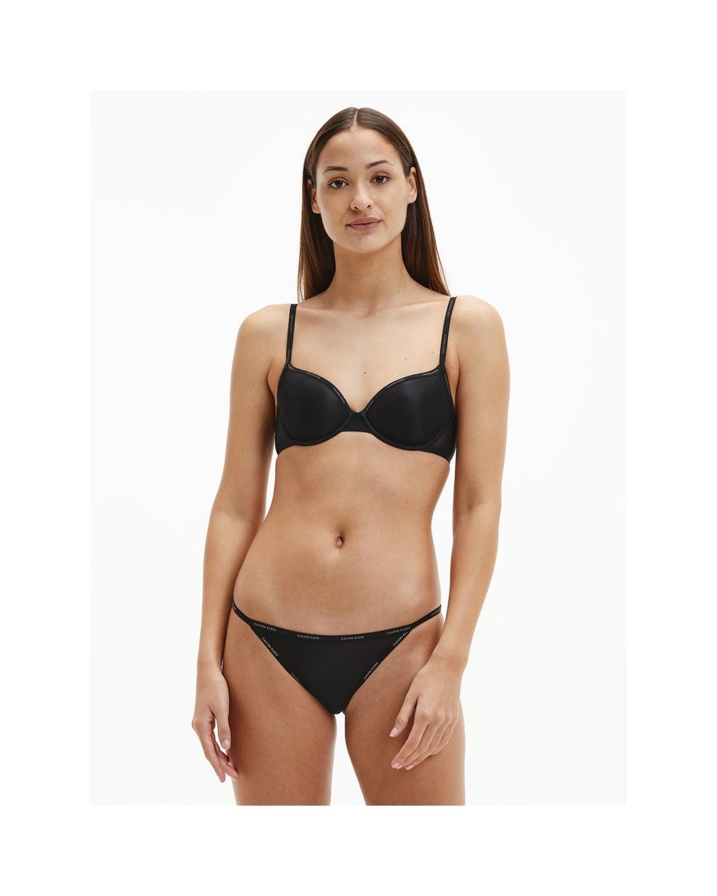 Calvin Klein Black Sheer Marq Demi Lightly Lined Bra