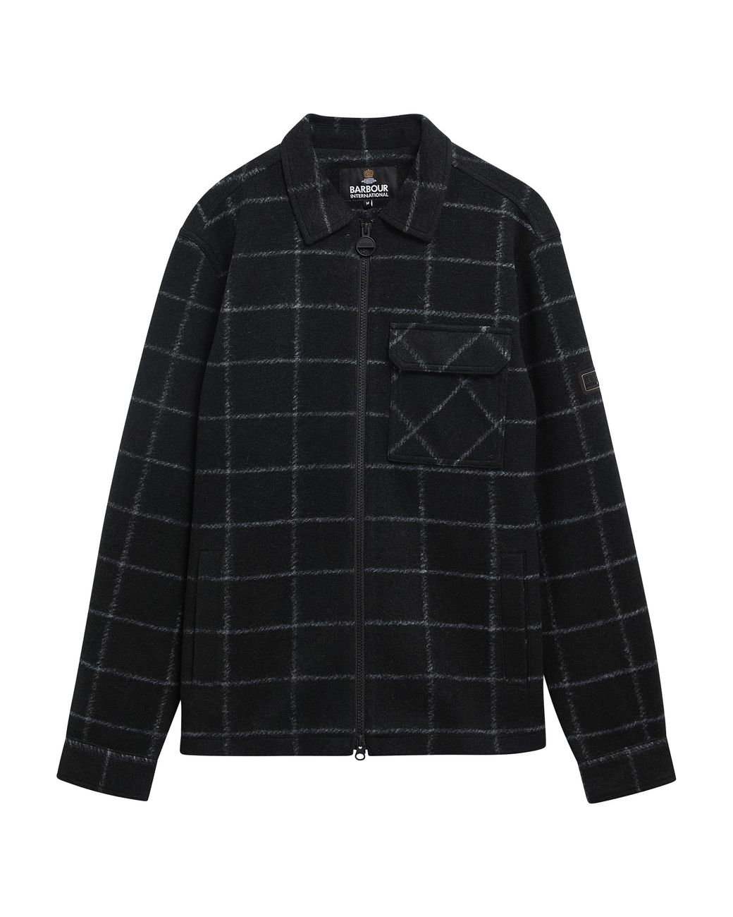 Barbour Black Payne Fleece Wool Overshirt for men