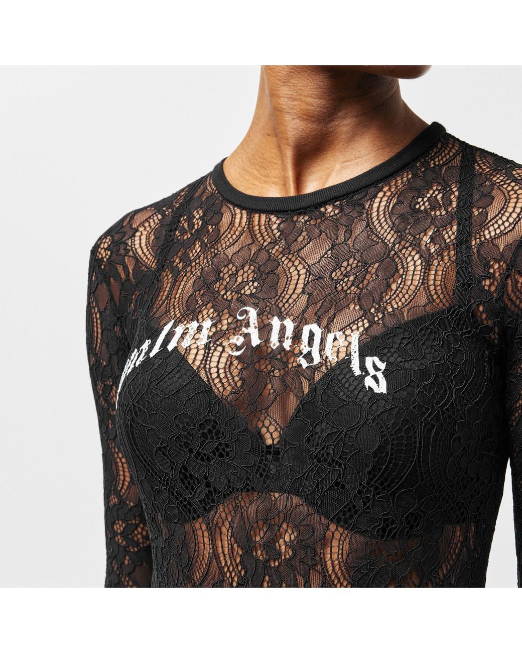 Palm Angels Gray Lace Bodysuit