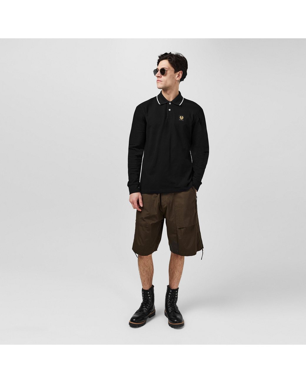 Belstaff Black Tip Long Sleeve Polo Shirt for men