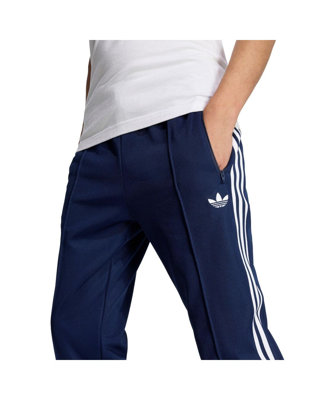 Adidas Originals Blue Beckenbauer Cotton Open Hem Slim-Fit Joggers for men