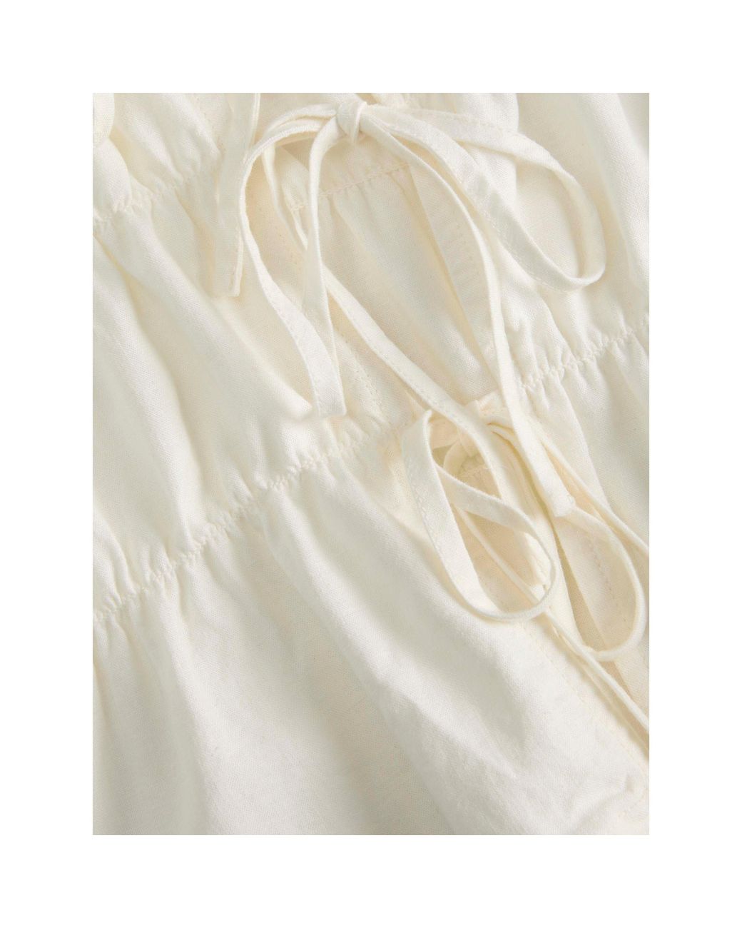 JJXX White Linen Blend Short Sleeve Tie Blouse